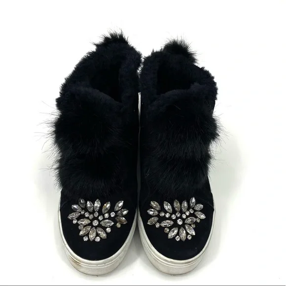 💕 Sam Edelman Black Fur Leland Sneakers - Picture 4 of 9